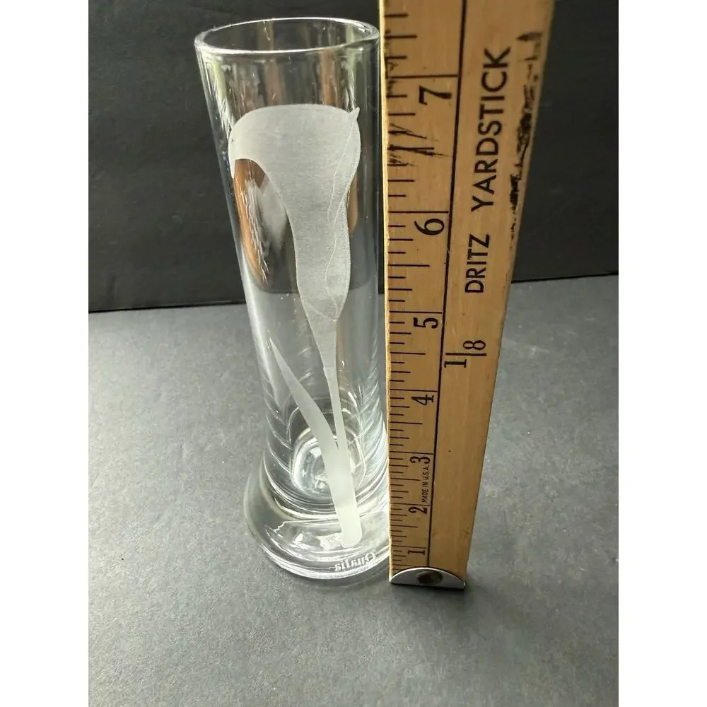 Qualia Glass Etched Bud Vase Clear Set (3) Bouquet Tulip Deco Modernist